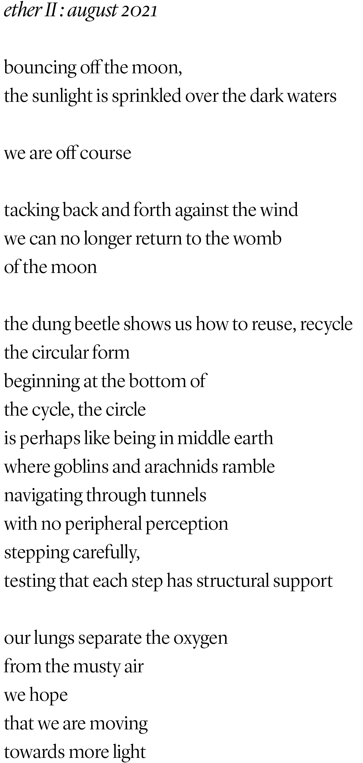 a poem: Ether II by Maegan Dolan
